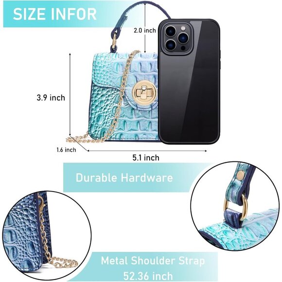 Women Crocodile Vegan Leather Mini Clutch Evening Bag Compact Stylish - Picture 3 of 6